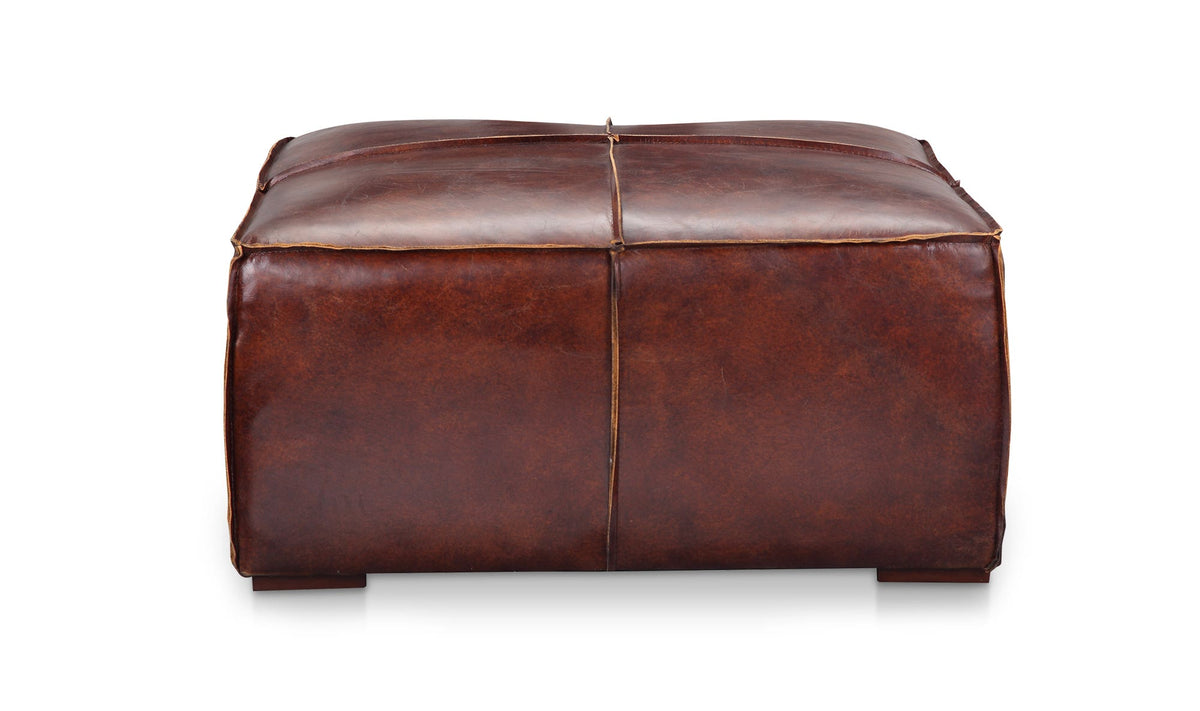 Kapa Ottoman Dark Brown Leather - CF Interiors