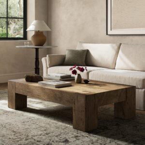 Abaso Rectangular Coffee Table – Rustic Wormwood Oak