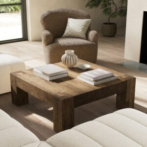 Abaso Coffee Table – Rustic Wormwood Oak  40″