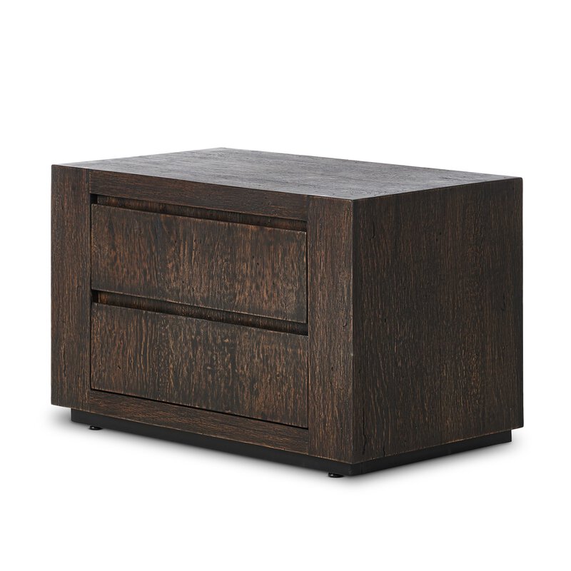 Abaso Nightstand – Ebony Rustic Wormwood Oak