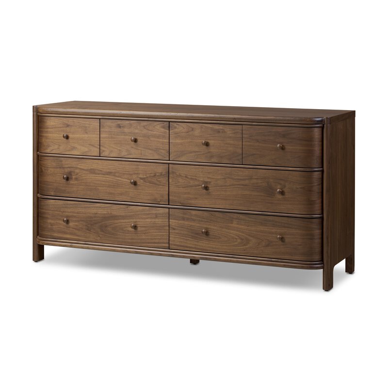 eight-drawer-dresser-crafted-rich-dark-brown-walnut-spacious-curved-front-drawers-wooden-knobs-paddle-leg-detailing