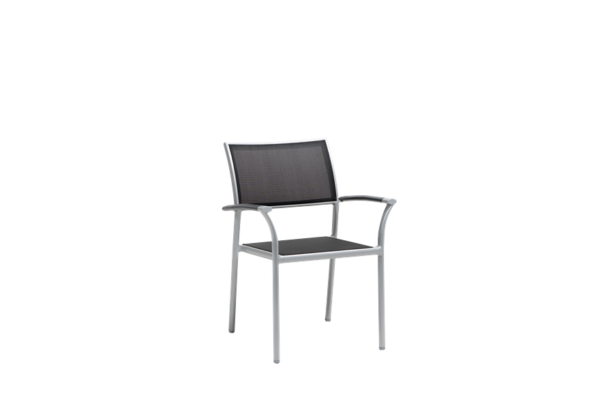 New Roma (Sling) Stacking Arm Chair W/Aluminium Arm