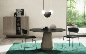 Memento 48″ Dining Table – Wood & Glass
