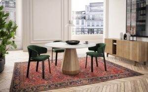 Memento 48″ Dining Table – Wood & Glass