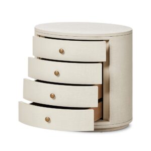 Amelia Oval Nightstand (Ivory Painted Linen )