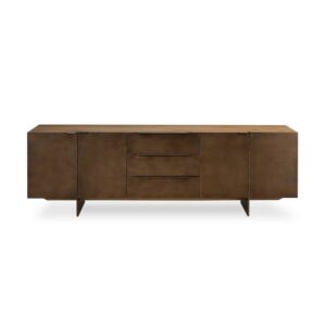 media-console-slim-metal-legs-aged-brass-finsihed-iron-shelving-drawers-aged-smoked-oak-veneer